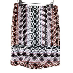 J.Crew Skirt Size 6 Pencil Drapery Geometric Print Pink‎ Geo Lined